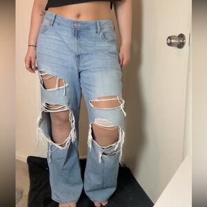 Women's Distressed Light Blue Jeans